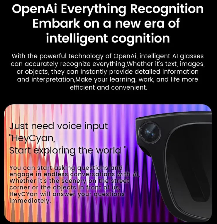 New E02 Meta Smart Glasses with Camera 800W WIFI Transfer Gesture Control ChatGPT Men Women Outdoor AI Smart Glasses