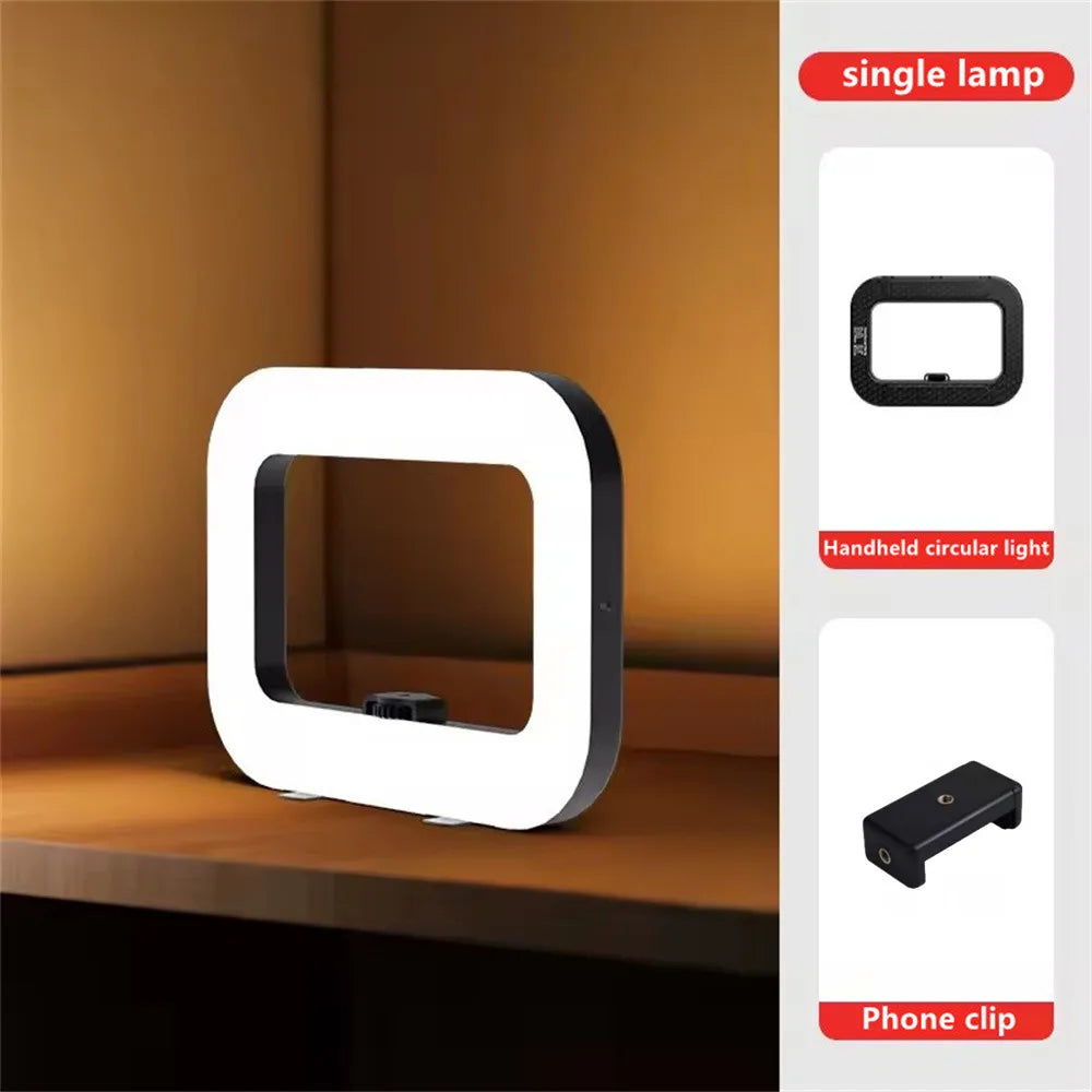 Roreta New Handheld Ring LED Rechargeable Portable Mobile Phone Live Broadcast Photography Desktop Rabbit Cage Selfie fill Light