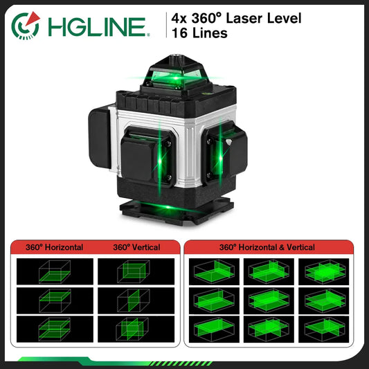 HGLINE Professional 16 Lines Laser Level With APP Remote Control Selfleveling 360° Horizontal And Vertical Laser Level