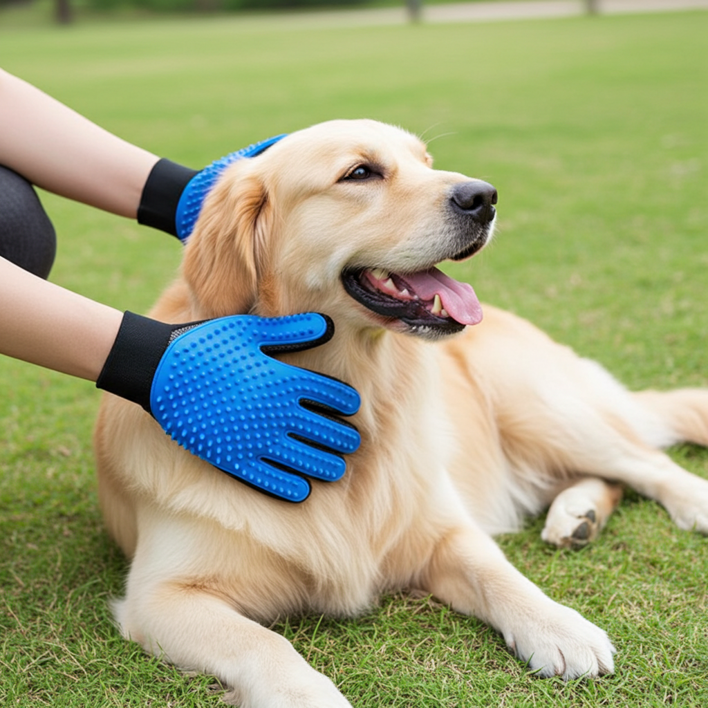 Pet Grooming Kit for Dog Cat Rabbit Fur 2 Sided Grooming Brush Bath Cleaning Glove De-Shedding De-Matting Pet Hair