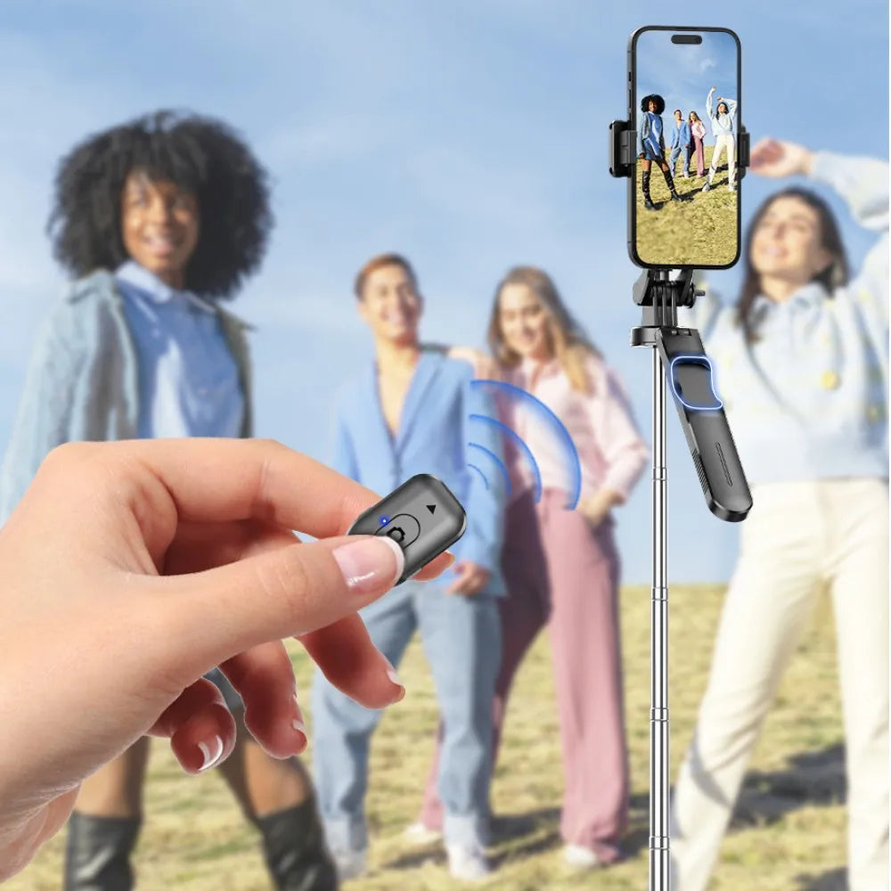 MEUYAG Trípode para palo selfie con luz de relleno monopié de 1708 mm de largo, control remoto Bluetooth, 360 °   Rotación, Interfaz 1/4, para teléfono móvil