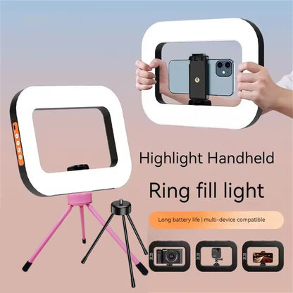 Roreta New Handheld Ring LED Rechargeable Portable Mobile Phone Live Broadcast Photography Desktop Rabbit Cage Selfie fill Light