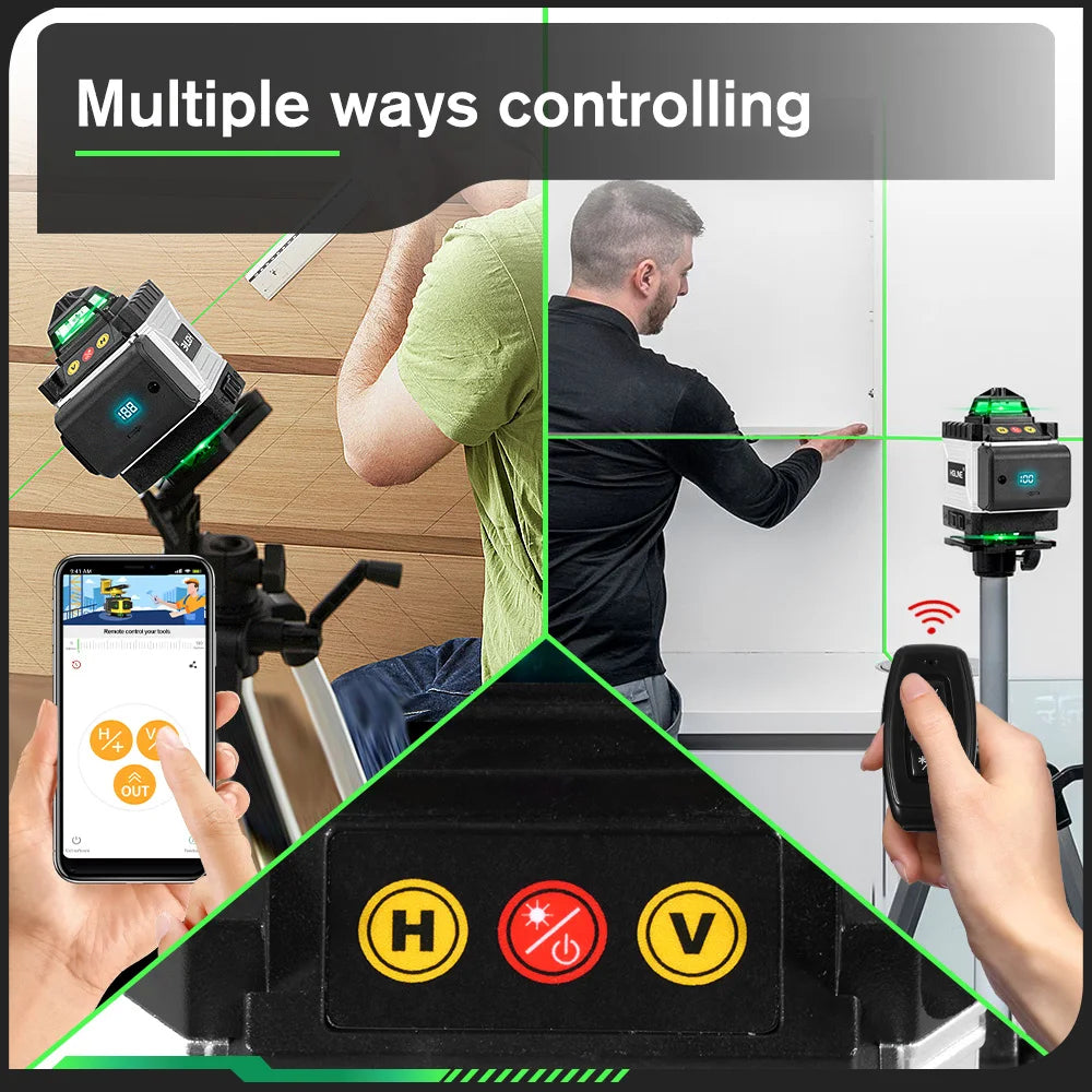 HGLINE Professional 16 Lines Laser Level With APP Remote Control Selfleveling 360° Horizontal And Vertical Laser Level