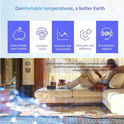 Smart Thermostat for House Electric Floor Heating WiFi AC thermostat with AI Smart Learning APP Control LED Digital Touch Screen