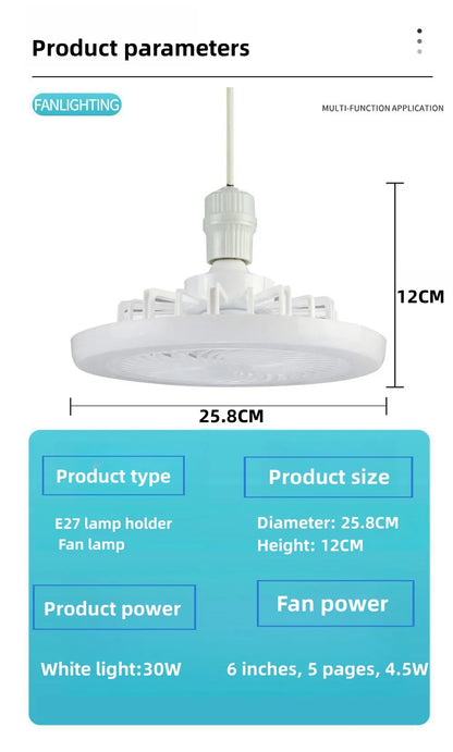 Smart 3-in-1 Ceiling Fan with Remote Control Lighting Lamp E27 Converter Base 85-265V Lighting Base for Bedroom and Living Room