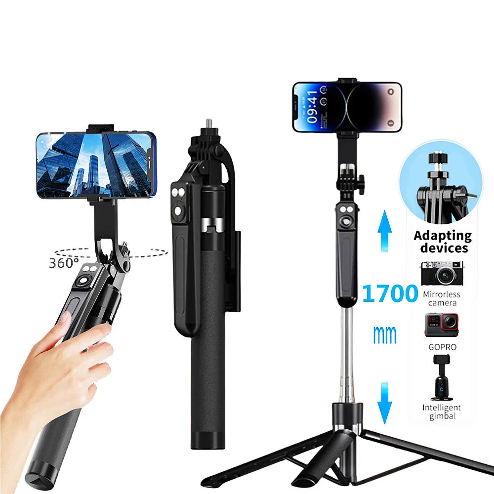 MEUYAG 170cm 360 ° rotation Selfie Stick with Wireless Bluetooth Extended Tripod with Remote Shutter for smartphone Android ios