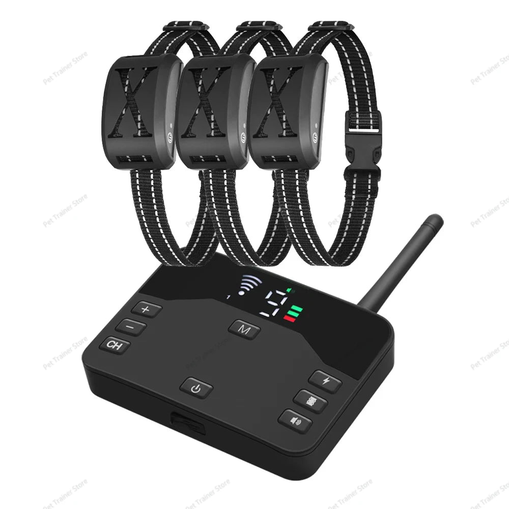 2 In 1 Electric Pet Wireless Fence Dog Training Collar Anti Runaway Up to 3 Dogs Outdoor Pet Containment Rechargeable System