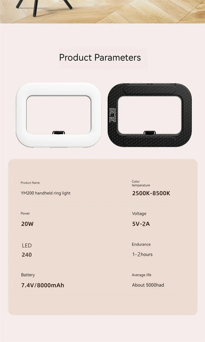 Roreta New Handheld Ring LED Rechargeable Portable Mobile Phone Live Broadcast Photography Desktop Rabbit Cage Selfie fill Light