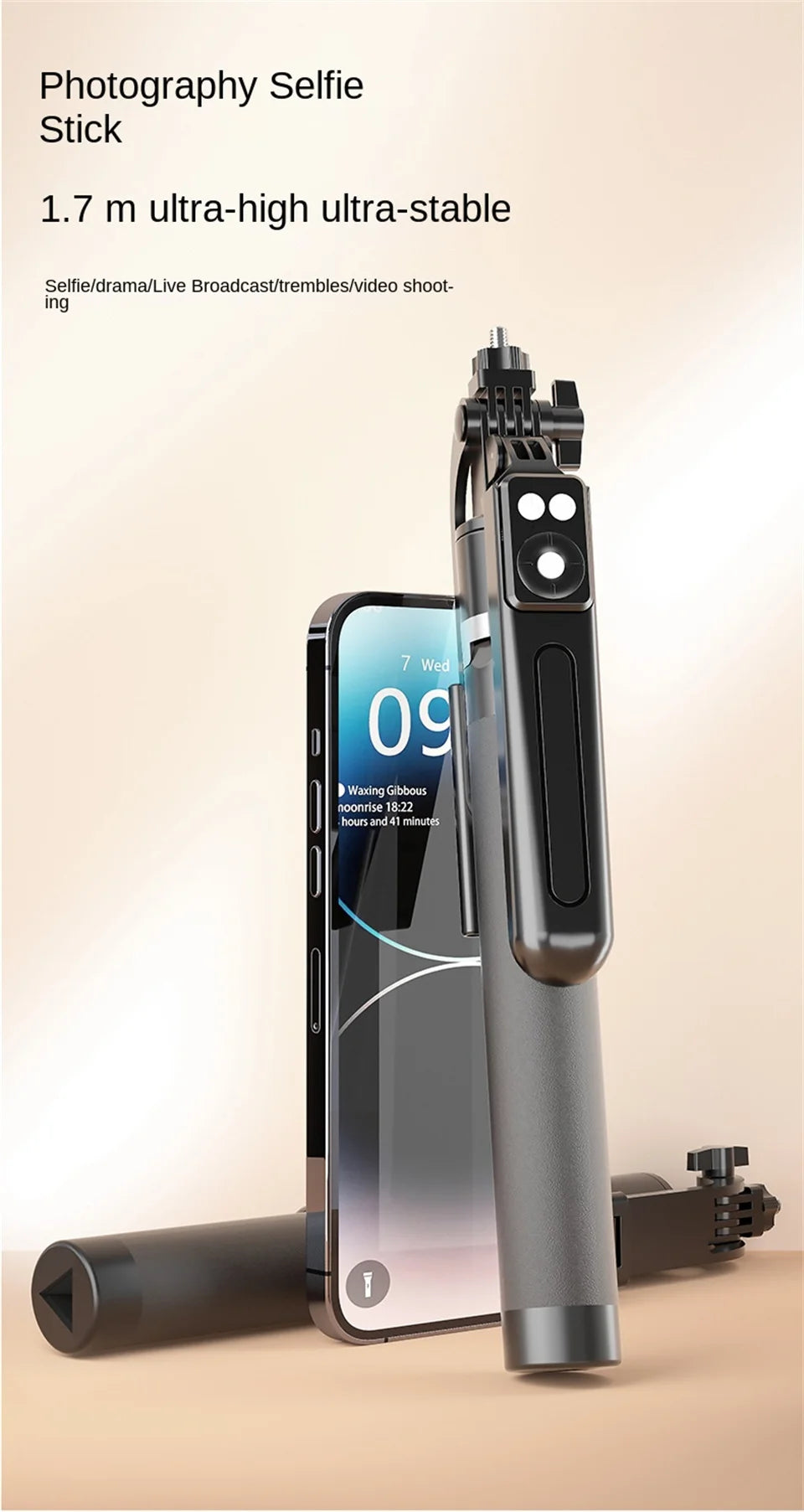 MEUYAG 170cm 360 ° rotation Selfie Stick with Wireless Bluetooth Extended Tripod with Remote Shutter for smartphone Android ios